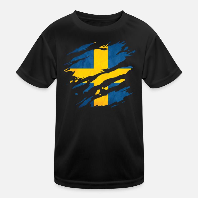 Schweden - Nationalfahne, Kratzer, Risse Kinder Funktions-T-Shirt