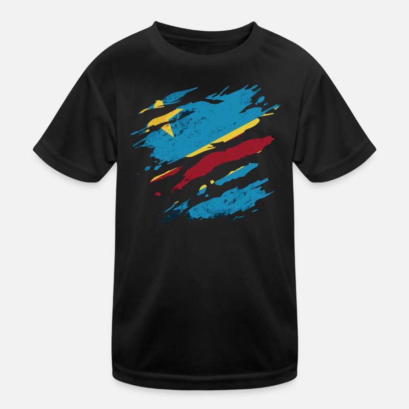 Congo - National Flag, Scratches, Cracks Kids Functional T-Shirt
