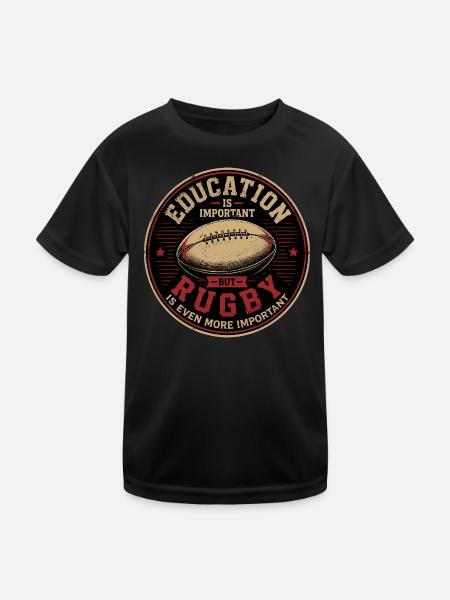 Rugby, Rugby-Sport, Rugby-Humor - Kinder Funktions-T-Shirt - Schwarz - Vorne