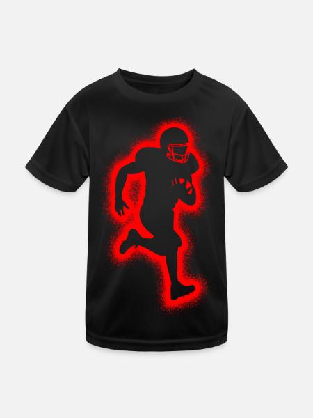 Football Herren Jungen Herren American Football - Kinder Funktions-T-Shirt - Schwarz - Vorne