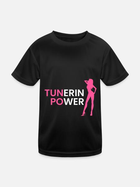 Tunerin Power - Kinder Funktions-T-Shirt - Schwarz - Vorne