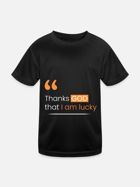 Dieu merci, j’ai de la chance - T-shirt sport Enfant - noir - Devant