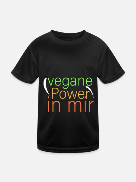 vegane Power in mir - Kinder Funktions-T-Shirt - Schwarz - Vorne