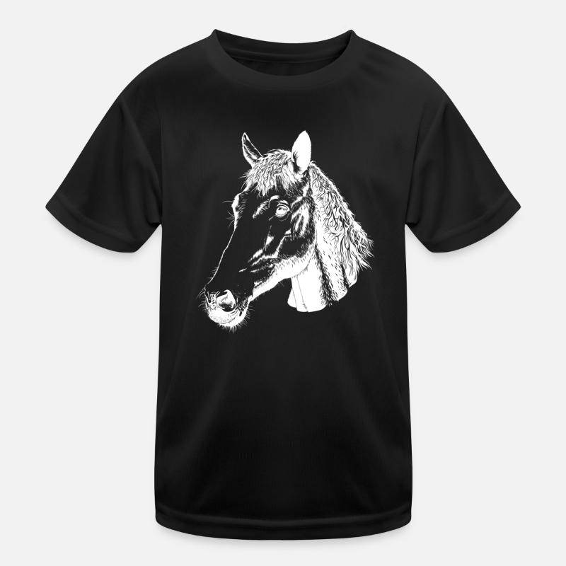 Pferdekopf - Kinder Funktions-T-Shirt - Schwarz