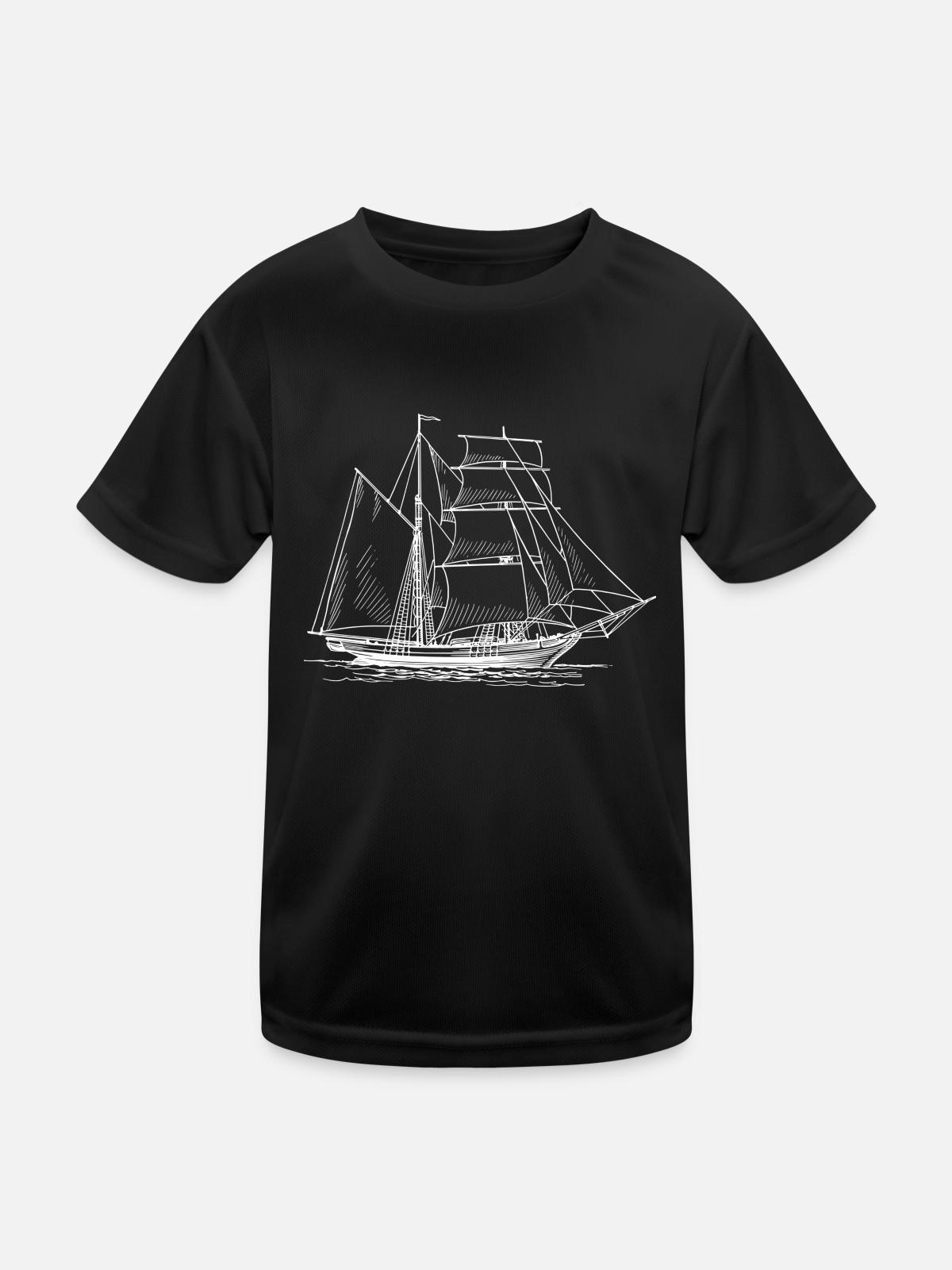 Sailing ship - Kids Functional T-Shirt - black - Front
