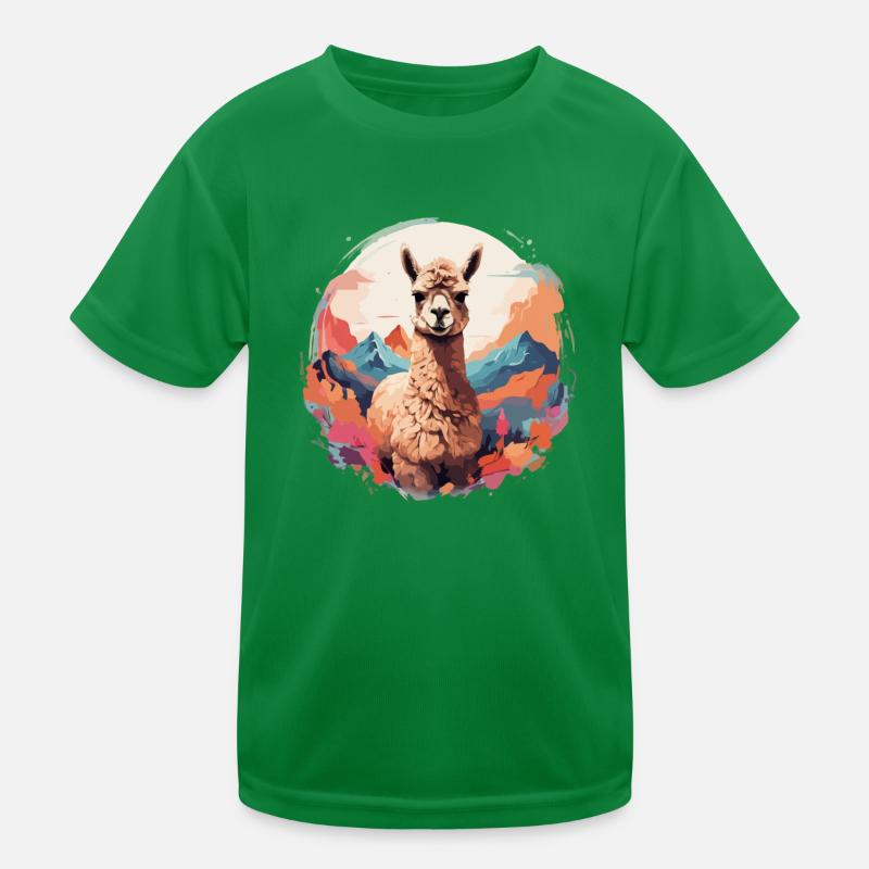 Alpaka Lama Cooler prächtiger Hintergrund Kinder Funktions-T-Shirt