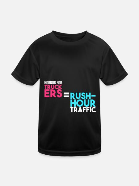 Horror for truckers = rush hour - Kids Functional T-Shirt - black - Front