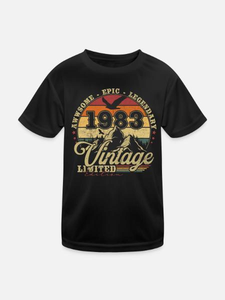 Vintage 1983 Vintage Jubiläum Retro Geschenk - Kinder Funktions-T-Shirt - Schwarz