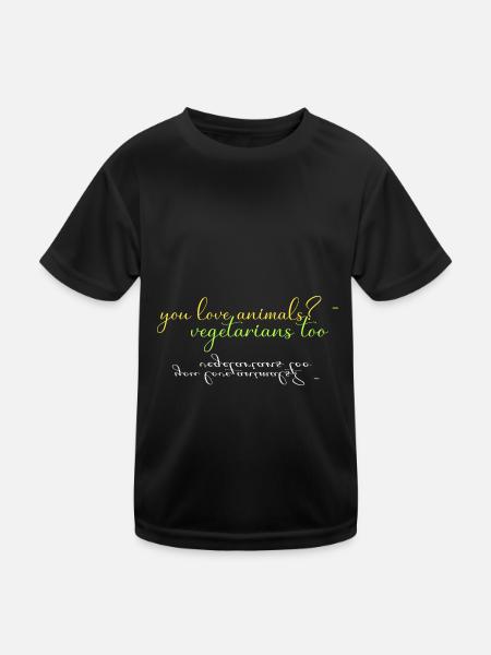 lieben Tiere? auch Vegetarier - Kinder Funktions-T-Shirt - Schwarz - Vorne