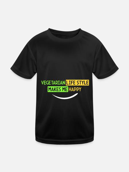 vegetarian lifestyle - I am happy - Kids Functional T-Shirt - black - Front