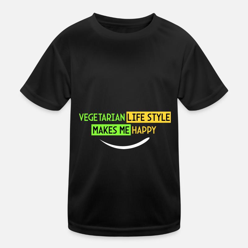 vegetarische Lebensweise - ich bin glücklich Kinder Funktions-T-Shirt