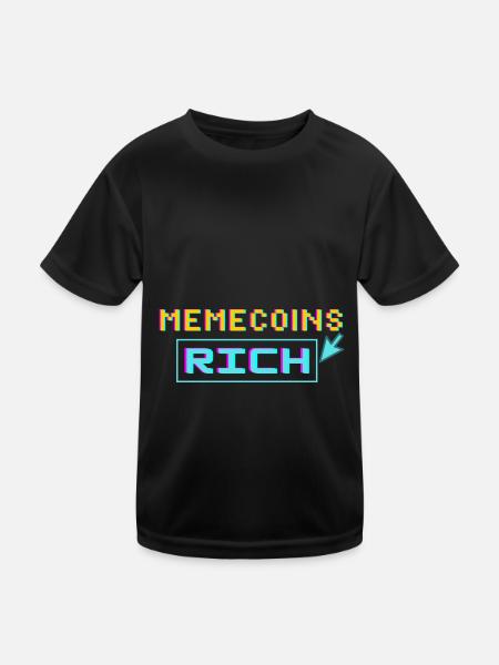 Memecoins -> riche - T-shirt sport Enfant - noir - Devant