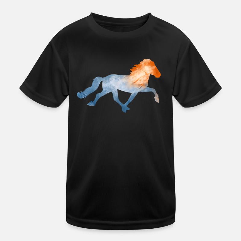 Isländer Eis und Feuer - Kinder Funktions-T-Shirt - Schwarz