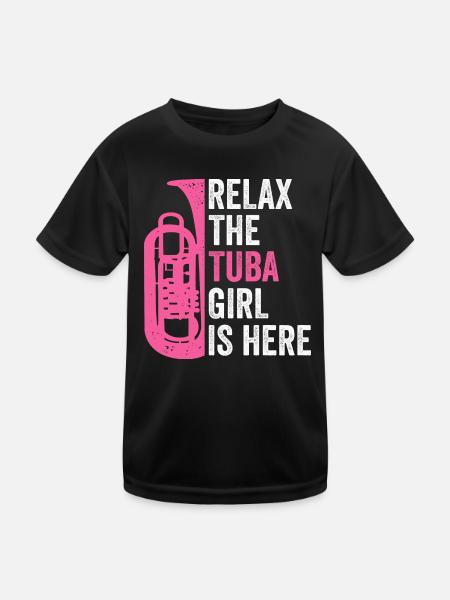 Tuba Mädchen Tubist Blasmusik - Kinder Funktions-T-Shirt - Schwarz - Vorne