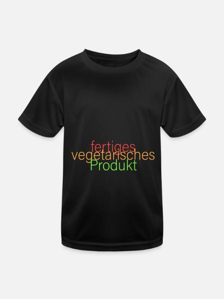 fertiges vegetarisches Produkt - Kinder Funktions-T-Shirt - Schwarz - Vorne