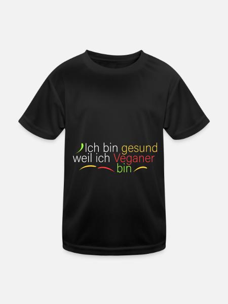 bin gesund weil ich Veganer bin - Kinder Funktions-T-Shirt - Schwarz - Vorne