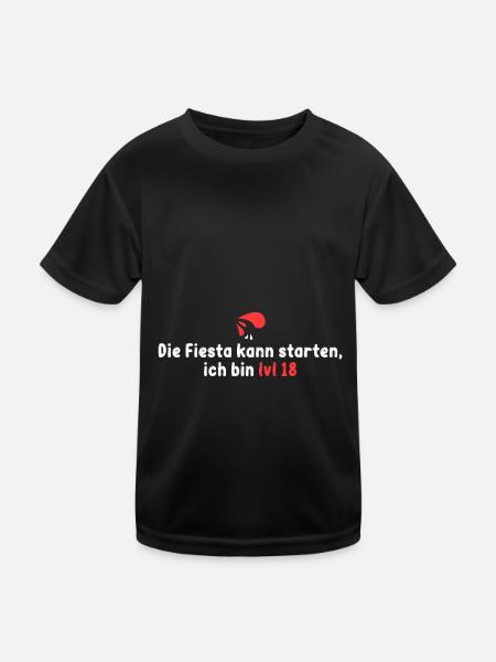 Lv 18! Die Fiesta kann starten - Kinder Funktions-T-Shirt - Schwarz - Vorne