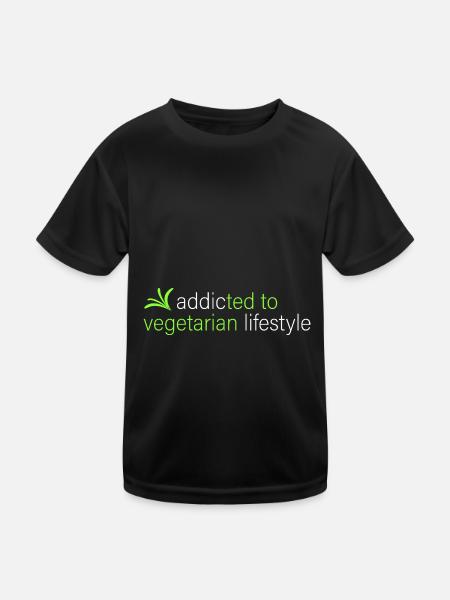 accro au mode de vie végétarien - T-shirt sport Enfant - noir - Devant
