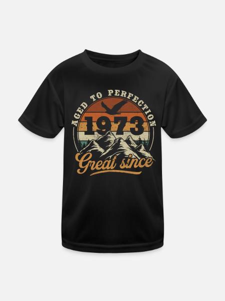 Vintage 1973 Vintage Jubiläum Retro - Kinder Funktions-T-Shirt - Schwarz