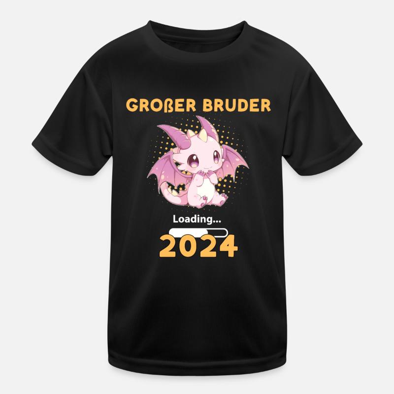 Großer Bruder 2024 Loading - Kinder Funktions-T-Shirt - Schwarz