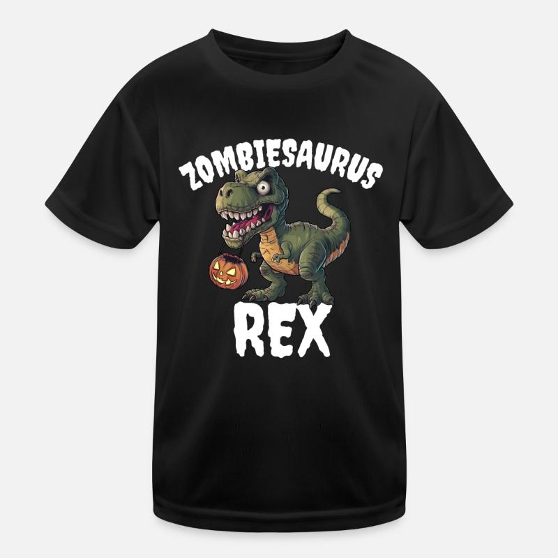 Zombiesaurus Rex - Kinder Funktions-T-Shirt - Schwarz