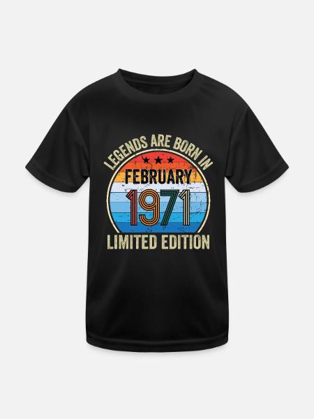Legends Are Born In February 1971 Limited Edition - Kinder Funktions-T-Shirt - Schwarz - Vorne