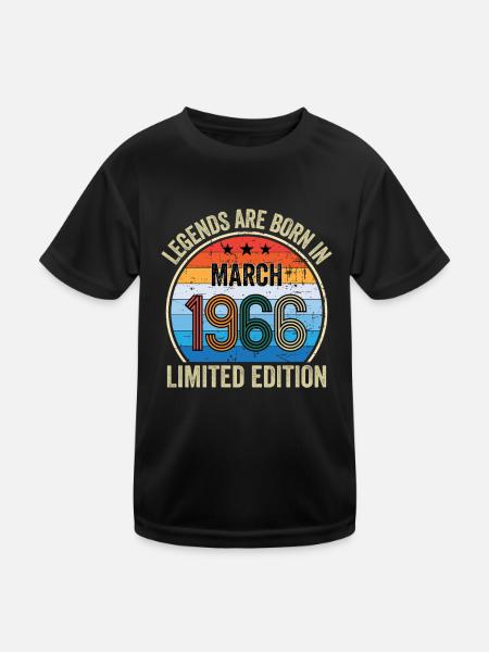 Les légendes sont nées en mars 1966 Édition limitée - T-shirt sport Enfant - noir - Devant