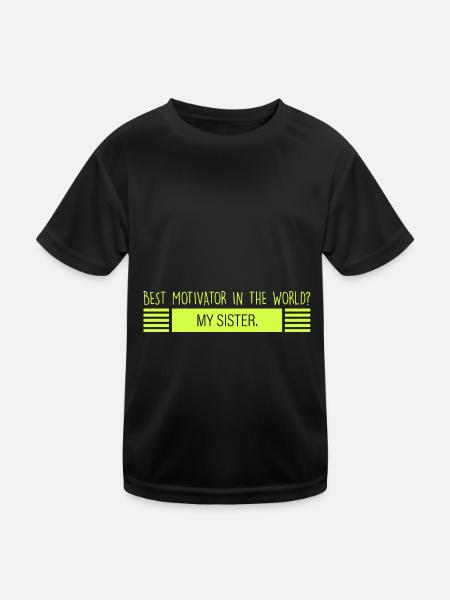 Schwester: bester Motivator - Kinder Funktions-T-Shirt - Schwarz - Vorne