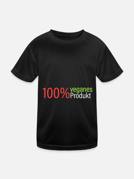 100% veganes Produkt - Kinder Funktions-T-Shirt - Schwarz - Vorne