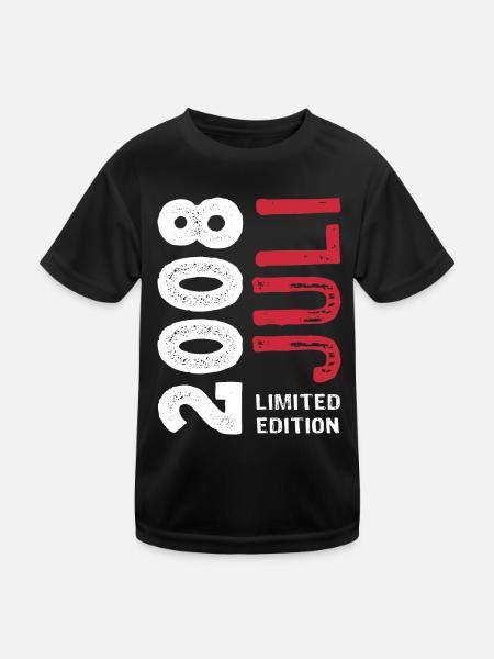 Limited Edition Juli 2008 - Geburtstag - Geschenk - Kinder Funktions-T-Shirt - Schwarz - Vorne