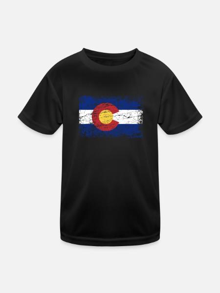 Colorado Fahne Flagge used-look - Kinder Funktions-T-Shirt - Schwarz - Vorne