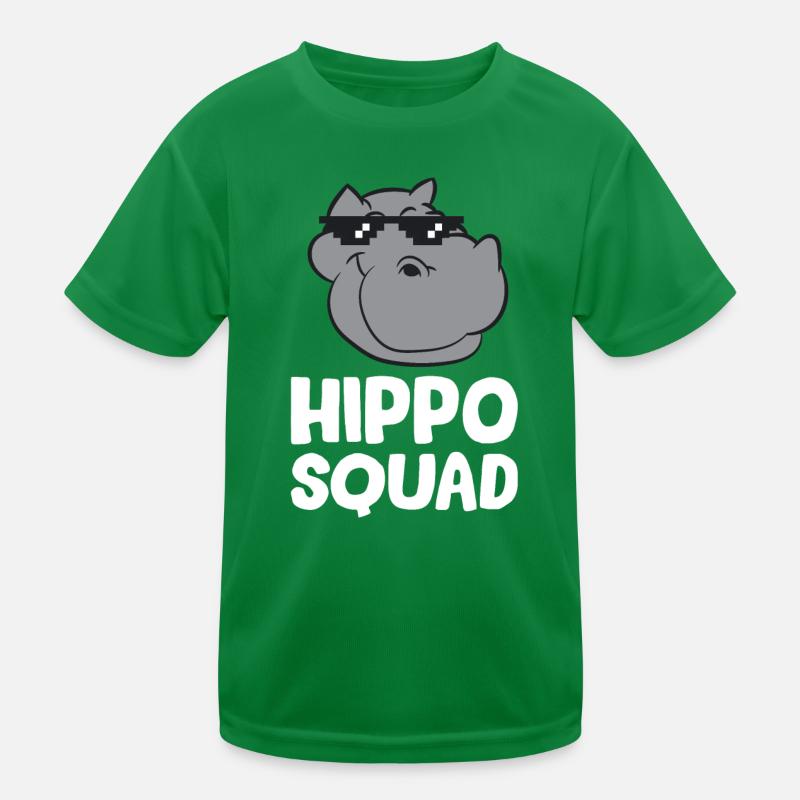Nilpferd - Hippo Squad mit Sonnenbrille Kinder Funktions-T-Shirt