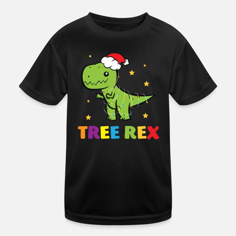 T-Rex - Tree Rex Fairy Star Santa Hat Kids Functional T-Shirt