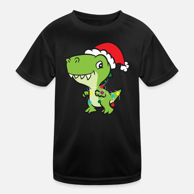 T-Rex - Tree-Rex bunte Lichterkette - Kinder Funktions-T-Shirt - Schwarz