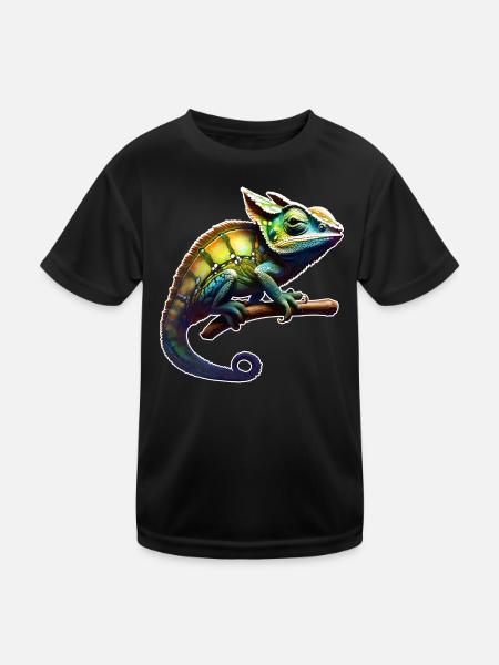 Caméléon camouflage cool - T-shirt sport Enfant - noir - Devant