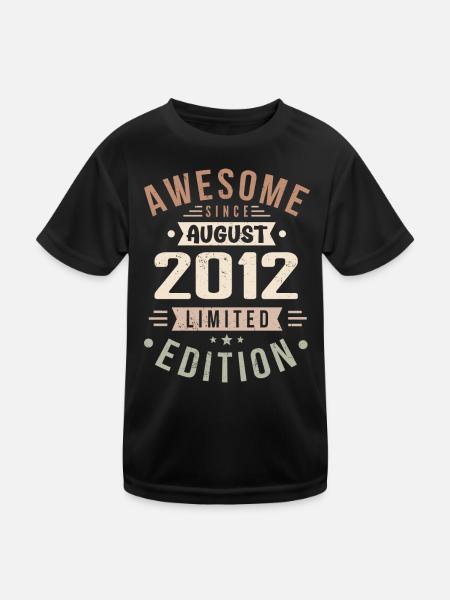 August 2012 Geburtstag im August 2012 Vintage 2012 - Kinder Funktions-T-Shirt - Schwarz