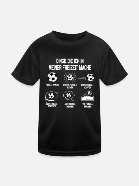 Fußball Dinge die ich mache Fußballer Geschenkidee - Kinder Funktions-T-Shirt - Schwarz - Vorne