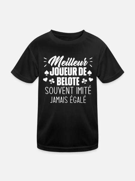Jamais égalé meilleur joueur de belote - T-shirt sport Enfant - noir - Devant