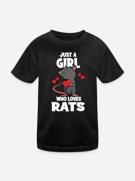 Just A Girl Who Loves Rats Süße Ratte - Kinder Funktions-T-Shirt - Schwarz - Vorne