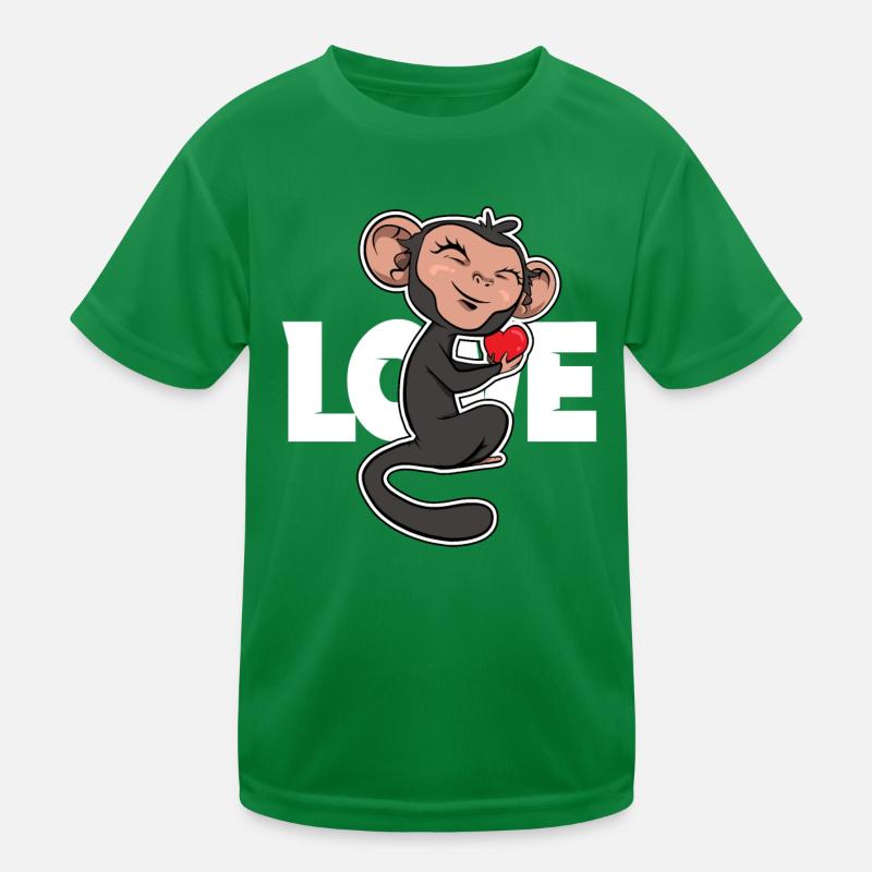 Monkey with heart in hand monkey love Kids Functional T-Shirt