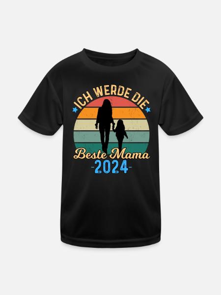 Ich Werde Die Beste Mama 2024 - Kinder Funktions-T-Shirt - Schwarz - Vorne