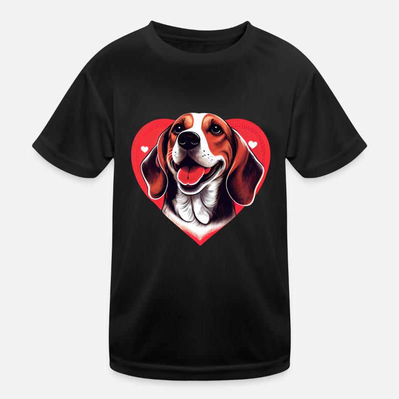 happy Beagle Dog mit Herz Kinder Funktions-T-Shirt