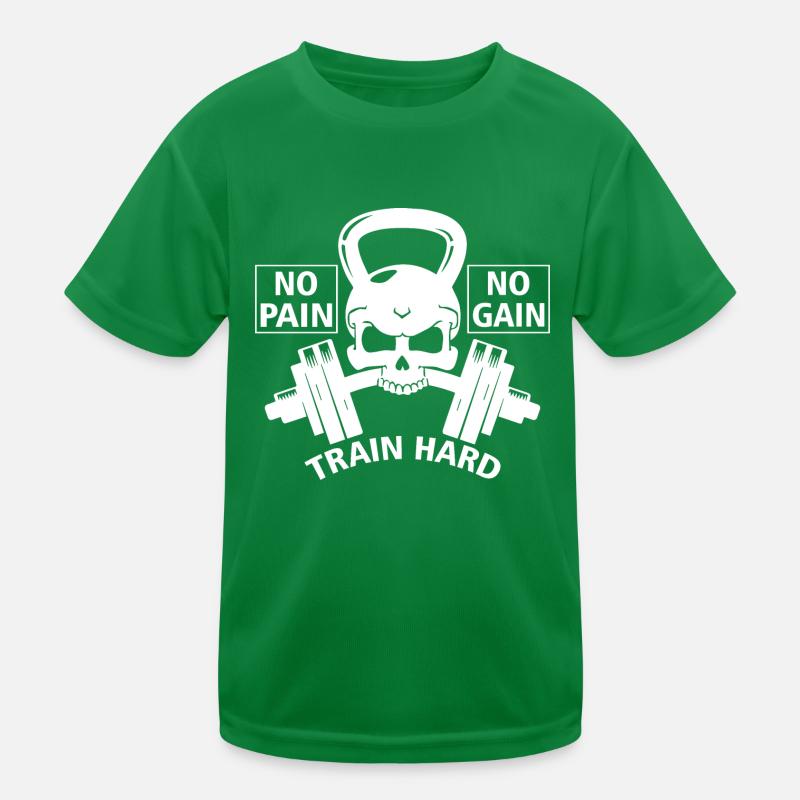 NO PAIN NO GAIN TRAINING HARD Kinder Funktions-T-Shirt