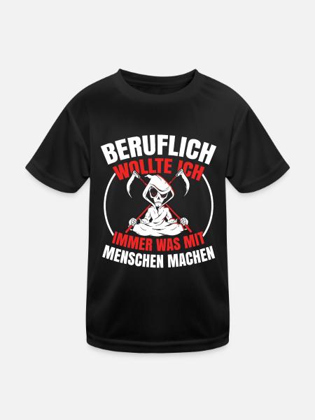 Sensenmann Comedy Tod Schnitter Knochenmann - Kinder Funktions-T-Shirt - Schwarz - Vorne