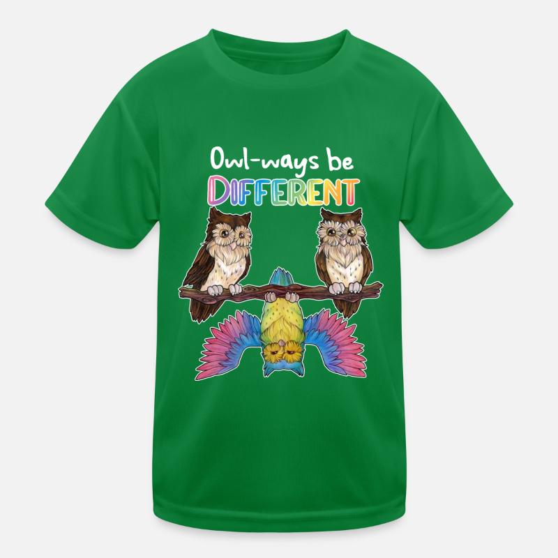 Always be different - Niedliche Regenbogen Eule Kinder Funktions-T-Shirt