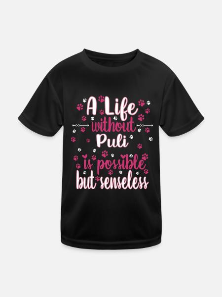 Hund Leben Liebe Hunderasse Puli - Kinder Funktions-T-Shirt - Schwarz - Vorne