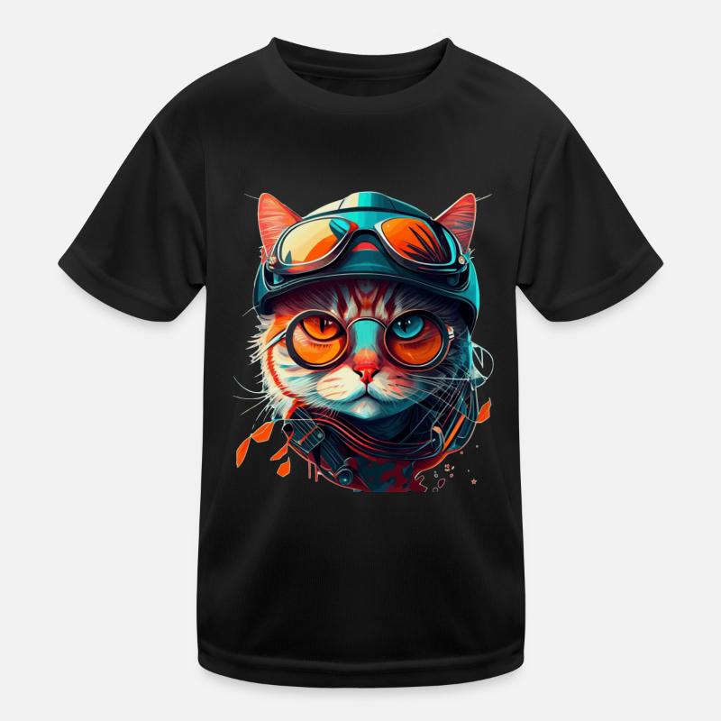 Getigertes Katzengesicht mit Style Sonnenbrille Kinder Funktions-T-Shirt
