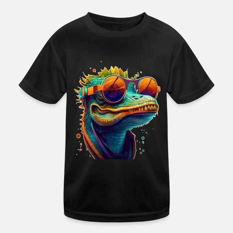 Kroko oder Alligator mit Sonnenbrille im Sommer Kinder Funktions-T-Shirt