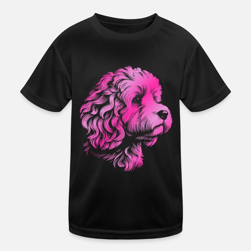 Cockerpoo Cocker Spaniel Poodle Portrait, Drawing Kids Functional T-Shirt