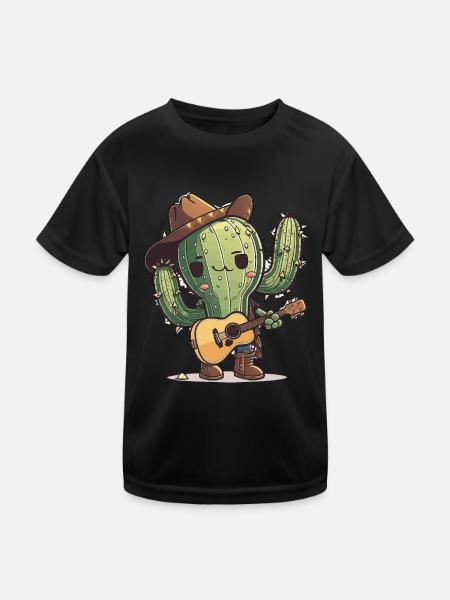 Der musikalische Kaktus - Kinder Funktions-T-Shirt - Schwarz - Vorne